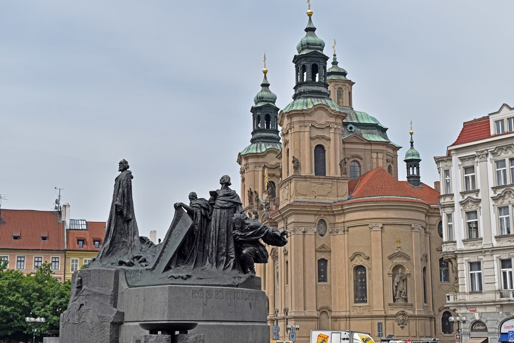 Jan Hus Memorial and St. Nicholas Church